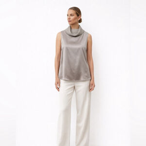 Nice Connection Silk & Cashmere Blend Top Quiet Luxury Minimalist